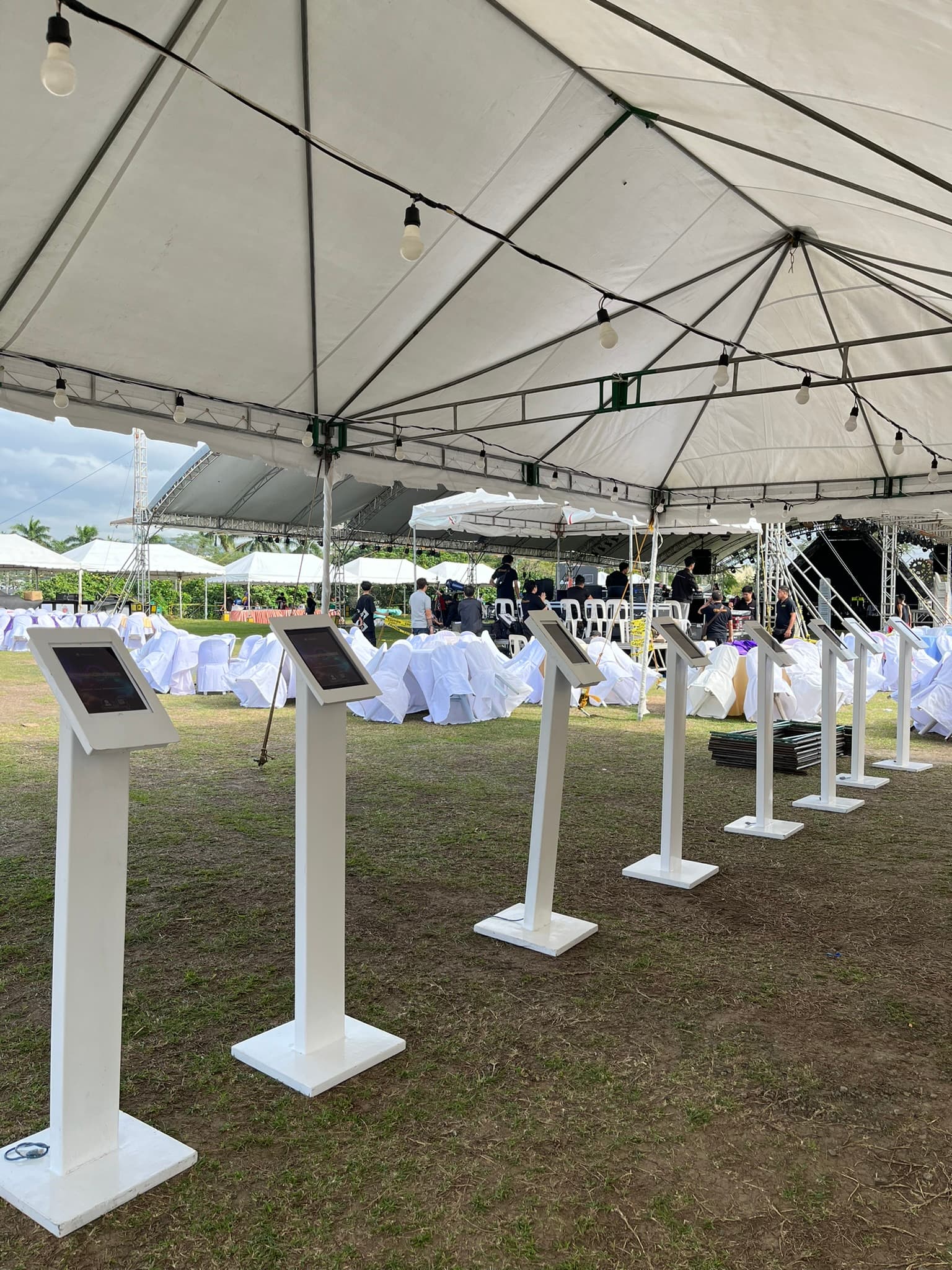 iPad stands at an event